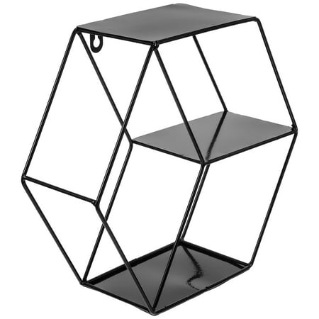 

Hexagon Storage Rack Hexagon Design Room Decoration Wall Decoration Rack Storage Rack for Decoration Use (Black)