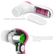 Facial Cleansing Brush Face Scrubber - Electric Exfoliating Spin Cleanser Device Waterproof Deep Cleaning Exfoliation Rotating Spa Machine,Electronic Acne Skin Washer Spinning System Set,5 Brush Heads