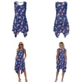 thumbnail image 3 of Xixirimido American Flags Stars Blue Print Matching Couple Outfits His and Hers Set Men's Button Down Shirt & Women's Sleeveless Midi Dress Summer Casual Beach Vacation Clothes, Size 5XL, 3 of 7