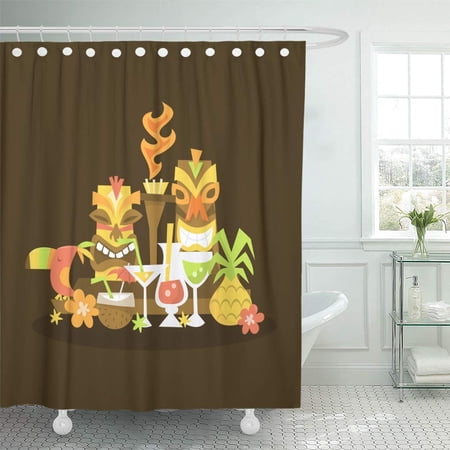 Yusdecor Cocktail A Vector Illustration Of Luau Tiki Party Centerpiece Hawaiian Bathroom Decor Bath Shower Curtain 60x72 Inch Walmart Canada