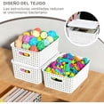 thumbnail image 3 of 6 Cajas Organizadoras con Tapa de Plástico, Juego de Almacenamiento Apilable, Contenedores con Asas para Organizar Estantes, Cocina, Baño, Oficina y Closet -Blanco, 3 of 4