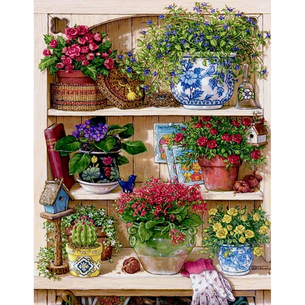 Kit de pintura por números, estante de flores DIY, lienzo, cuadro de arte al óleo, decoración de pared para el hogar FLhrweasw Nuevo