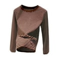 thumbnail image 3 of Women's Round Neck Striped Long Sleeve T Shirt – Slim Fit Base Layer for Fall and Winter, 3 of 5