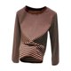 thumbnail image 3 of MHFRRA Camiseta de Manga Larga a Rayas con Cuello Redondo para Mujer: Capa Base Ajustada para Otoño e Invierno Café, 3 of 4