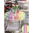 thumbnail image 4 of Outdoor Tablecloth with Umbrella Hole and Zipper, Dandelion Round Table Cloth 54 Inch Waterproof Tablecloth, Rainbow Stripes Modern Minimalist Flowers Picnic Table Cover for Patio Camping, 4 of 7