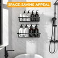 thumbnail image 3 of Adhesive Shower Caddy, Shower Shelves with 16 Hooks, Rustproof Shelf Wall Corner Racks for Inside Bath, No Drilling & Sleek Bathroom Organizers and Storage Caddies Soap Holder, 2 Pack, 3 of 7