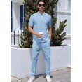 thumbnail image 6 of Men'S Quarter Zip Short Sleeve Top & Jogger Pants 2 Piece Outfit Light Blue XL, 6 of 7