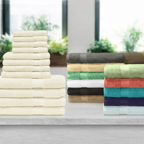 Giza Egyptian Cotton Bath Towels, 12-Piece Towel Set by ...
