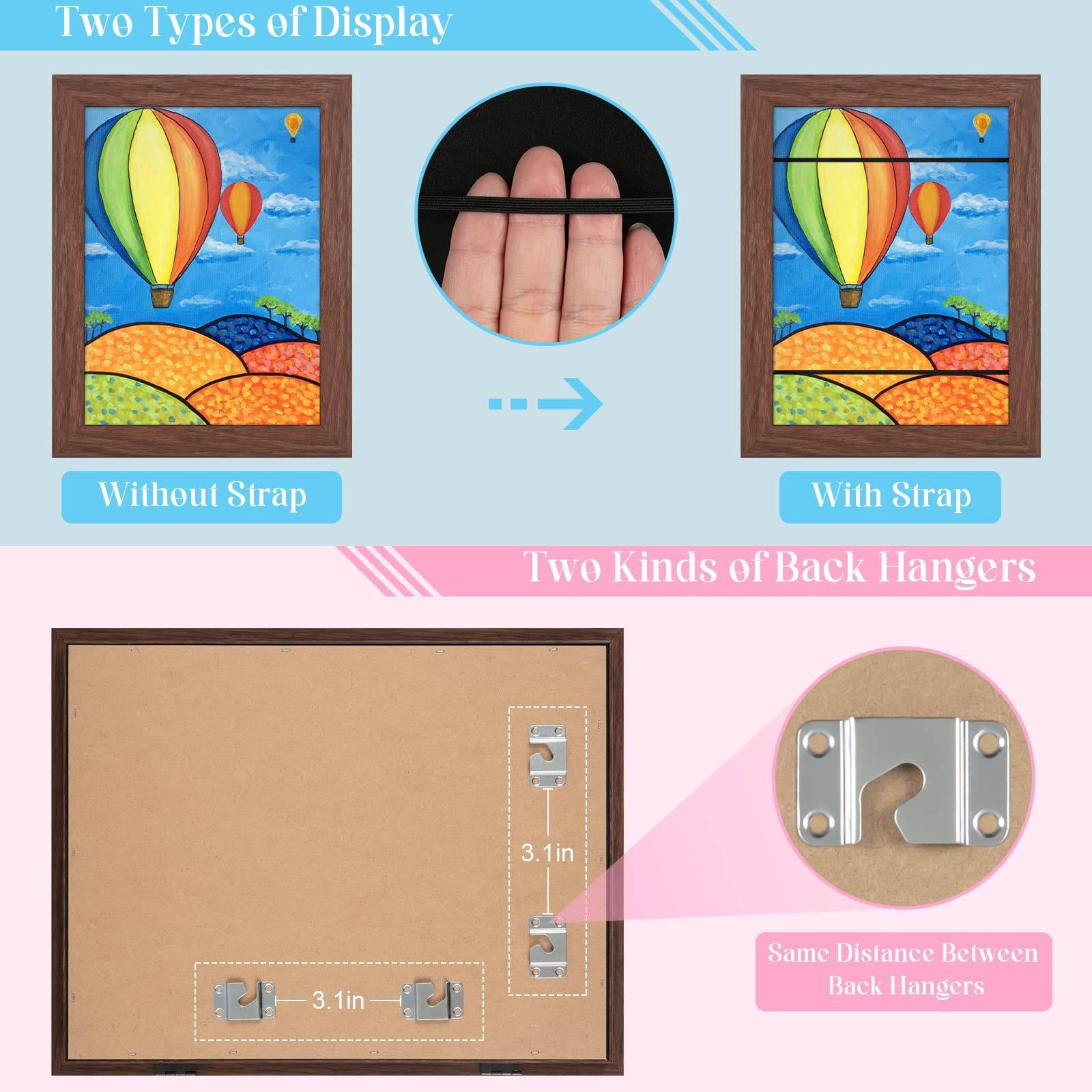 WSBArt Kids Art Frames, 8.5x11 Front Opening Kids Artwork Frames Changeable,Artwork Display Storage Frame for Wall,Holds 50 Pcs,for 3D Picture,A4 Art-Work,Crafts,Children Drawing,Hanging Art,Portfolio