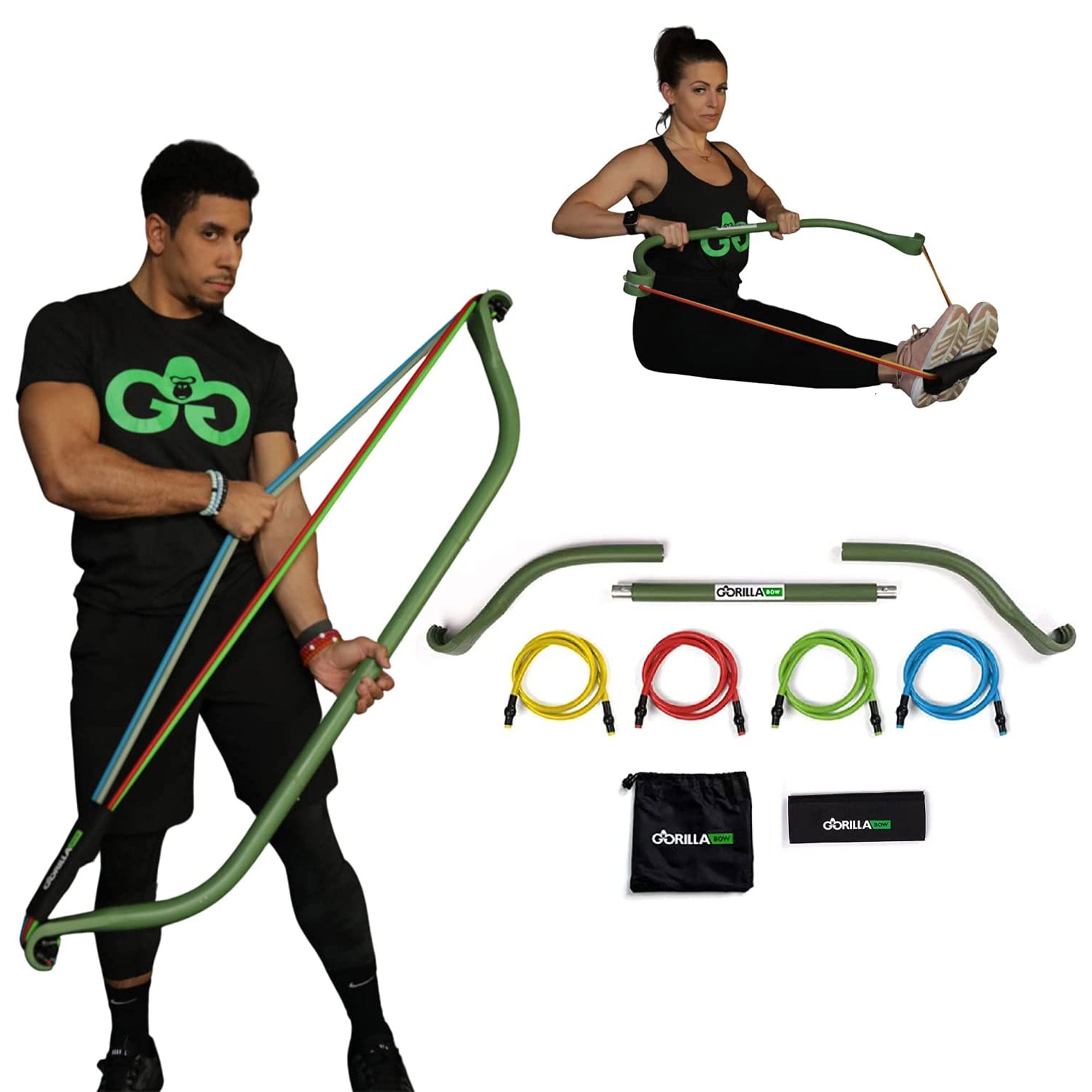 Gorilla Bow Travel Home Workout Resistance Bands and Exercise Bow Green Walmart