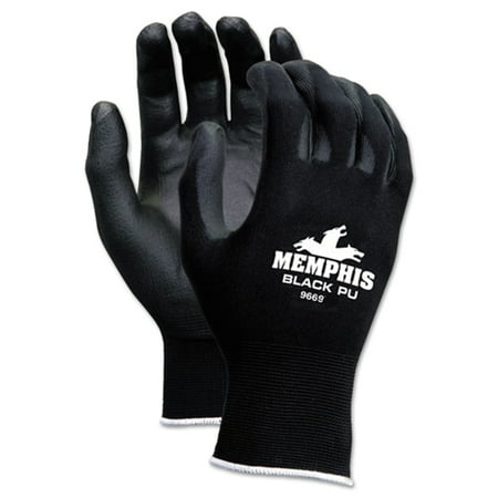 

1PACK Crews Economy PU Coated Work Gloves Black Medium 1 Dozen