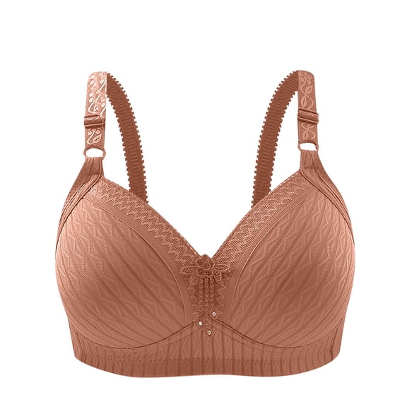 TEVEQ Women's Push Up Bra Full Coverage Breathable No Underwire Bralettes Bra Lift Up Everyday Seamless Bra Retraction Bra for Mothers Without Underpants Support Anti Sagging Bra Beige L