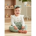 thumbnail image 3 of Loicainy Infant Baby Girls Fall Clothes Set 3 6 9 12 Months Long Sleeve Romper with Floral Pants and Headband Outfits, 3 of 9