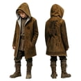 thumbnail image 2 of KHONTS Boys Hooded Cloak 3D Print Jacket Retro Coat Mid Length Outerwear with Pocket,Size 2-15 Years 21-Yellow 90, 2 of 4