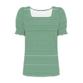 thumbnail image 6 of Haivin Women's T-Shirt, Casual Striped Print with Square Neck and Lace Trim, Short Sleeve for Everyday Wear, 6 of 7