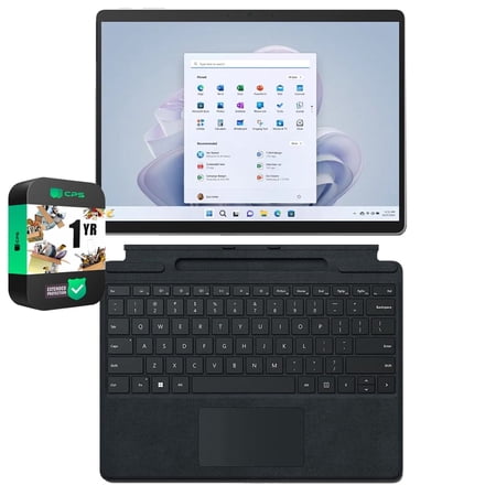 Microsoft QIL-00001 Surface Pro 9 13" Touch Tablet, Intel i7, 16GB/256GB, Platinum Bundle with Microsoft Surface Pro Signature Mechanical Keyboard, Black and 1 Year Extended Warranty