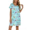 thumbnail image 5 of Defitshape Women's Cotton Nightgowns Soft Short Sleeve Sleep Shirt Printed Sleepshirts Cute Nightdress Short Night Gown Pajama Dress Summer Short Sleeve Sleepwear Green X-Large, 5 of 5