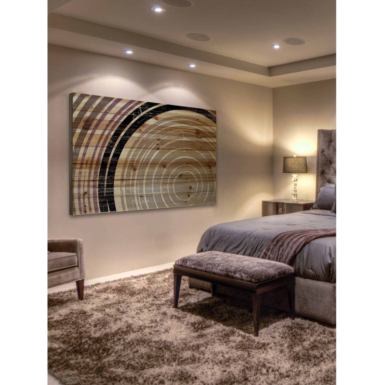 Marmont Hill - "Tan Rings" Painting Art Print On Natural Pine Wood, 36.0" x 1.5"