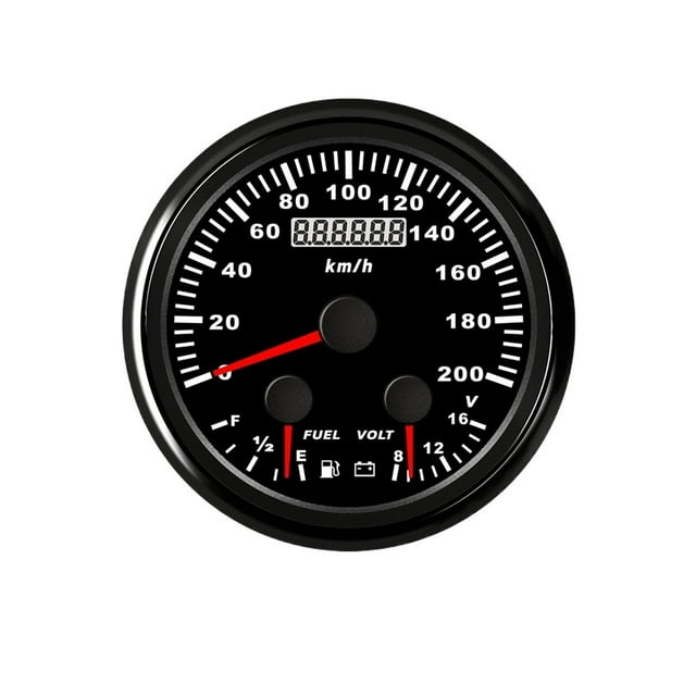 85mm 0-60MPH 0-200km/h GPS Speedometer Odometer With Fuel Level Voltmeter With Red Backlight For Car Boat ,High Precision
