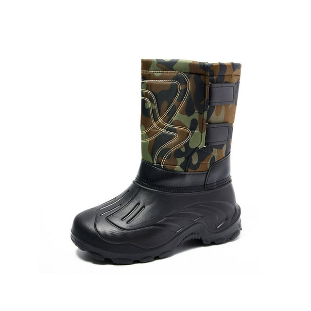 Woobling Bottes de Pluie Confort pour Hommes Temps Froid Chaudes Bout Rond Chaussure d'Hiver Chaussures Décontractées de Travail Vert 7.5