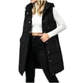 thumbnail image 2 of Jovrlynd Puffer Vest Women Hooded Zipper Button Long Quilted Vest Winter Coats with Pockets, S-2XL, 2 of 7