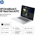 thumbnail image 6 of HP OmniBook 5 16 inch Next Gen AI PC, 2K Touchscreen, Snapdragon X Plus X1P-42-100, 16 GB RAM, 512 GB SSD, Qualcomm Adreno GPU, Windows 11 Home, Copilot+ PC, Glacier Silver, 16-fb0000nr, 6 of 6