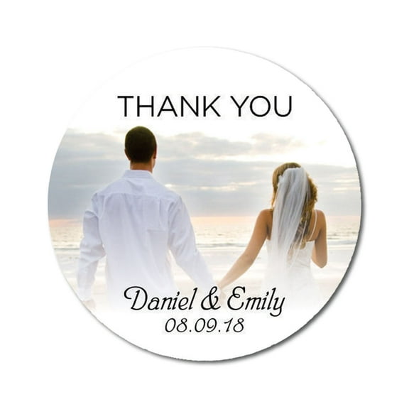 Darling Souvenir Personalized Wedding Bride Groom Names And Date Round Envelope Seals Custom Photo Labels Thank You Stickers-45 Pcs