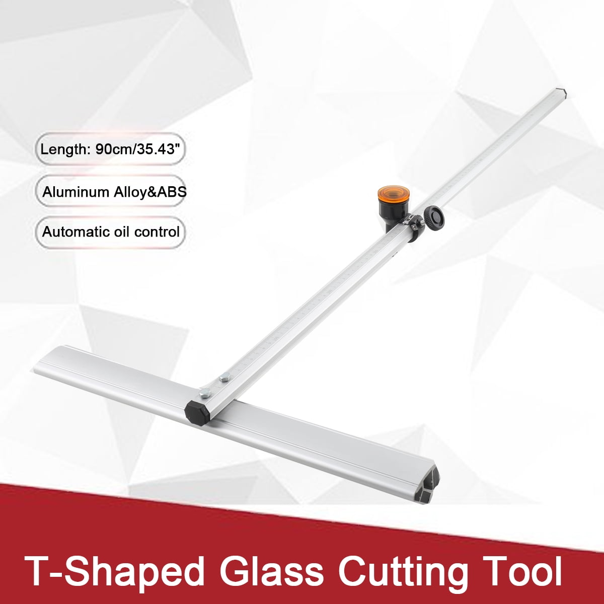 TABODD 35 inch/90cm Oil Glass T-Cutter Dual Scale High Quality Speed Glass Strip Cutting