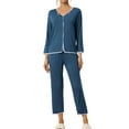 thumbnail image 2 of INSPIRE CHIC Women's Lounge Sets Long Sleeves Knit Pullover Tops with Pants Pajama Sets XL Lake Blue, 2 of 6