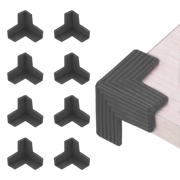 Uxcell Corner Protectors 8Pcs Table Corner Protectors Furniture Corner Guard and Edges Bumpers(3D-shaped, Black)