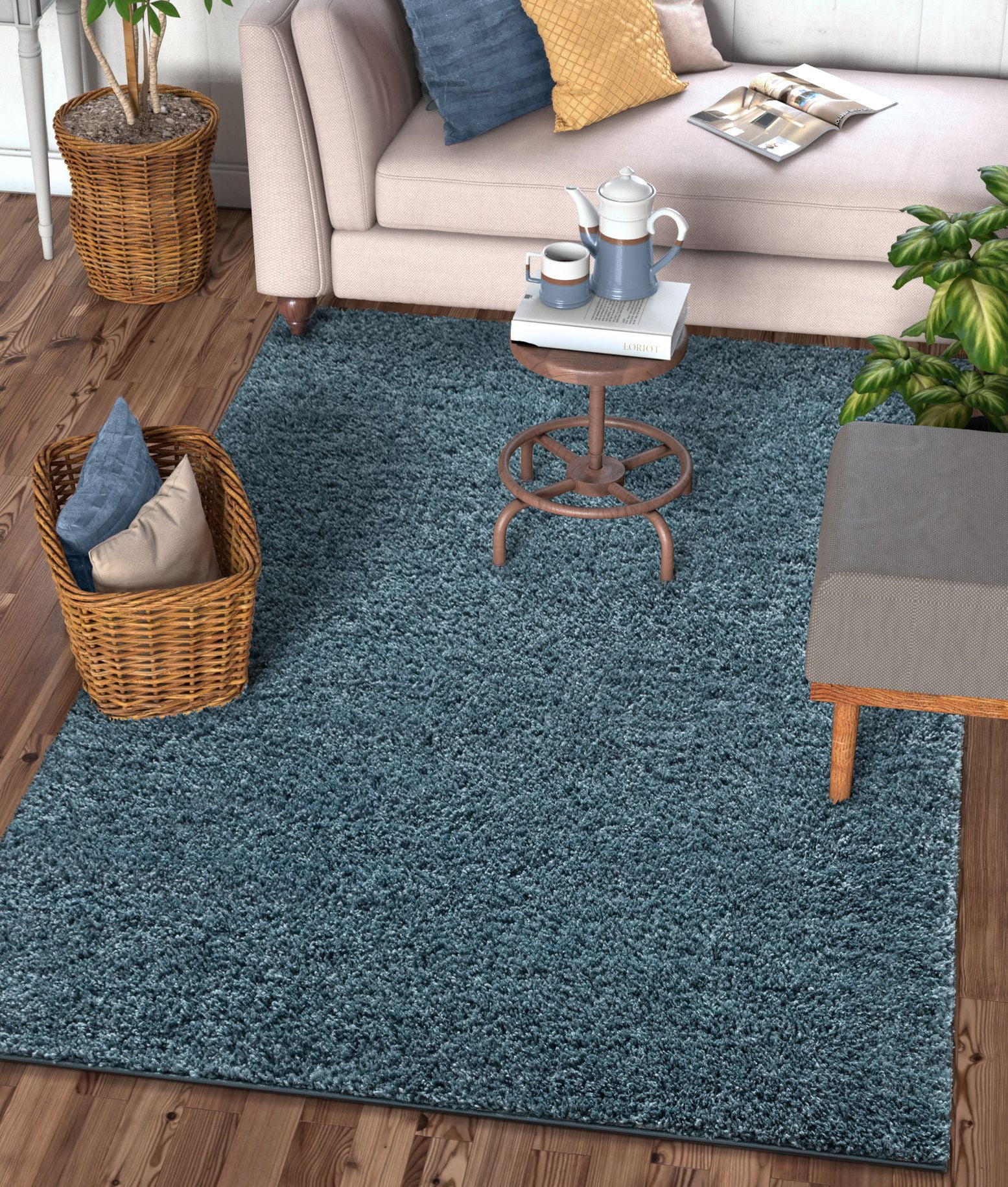 Well Woven Solid Color Light Blue Soft Shag Area Rug 8x10 8x11 (7'10