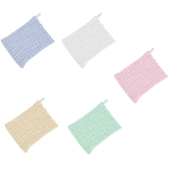 5 Pcs Natural Cotton Washcloths Soft Face Cloths Absorbent Bath Face Towels, Cloths Soft On Sensitive Skin Absorbent, 12 x 12 Inches