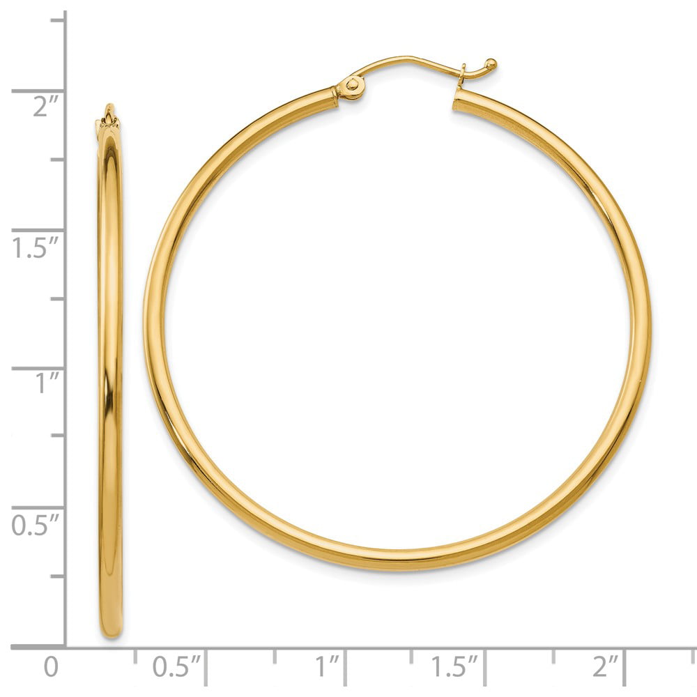 45 x 45 mm 14k Yellow Gold 2mm Thickness Hoop Earrings 