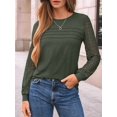 thumbnail image 5 of Long Sleeve Shirts for Women Dressy Casual Lace Tops 2025 Fall Outfits T-Shirts Work Clothes  Green XL, 5 of 6