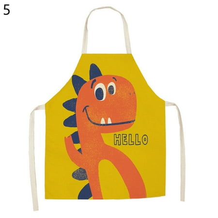 

UDIYO Apron Kitchen Apron Soft Texture Large Coverage Flax Floral Printed Chef Long Bib Home Supplies