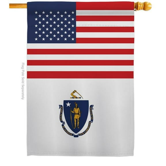 Americana Home & Garden H140772-BO 28 x 40 in. USA Massachusetts American State Vertical House Flag with Double-Sided Decorative Banner Garden Yard Gift