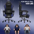 thumbnail image 2 of Gaming Chair Velvet Fabric Pocket Spring Cushion,Reclining Gamer Chair,Ergonomic Game Chair with Footrest,Headrest,Blue, 2 of 7