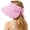Pink, variant on Girls Straw Sun Visor Hat, Wide Brim Ponytail Beach Hat with Bow, Foldable Packable Roll-Up for Summer Travel