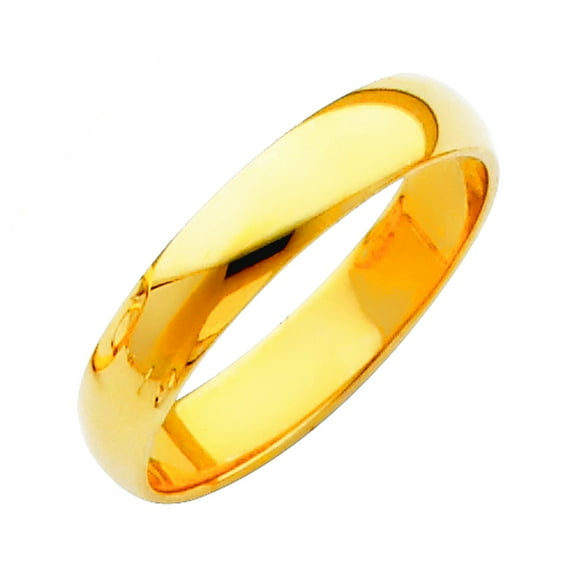 14k Yellow Gold 4mm Plain Wedding Band Ring Size 8.5 Wedding Band for Women and Men - 2.9 Grams