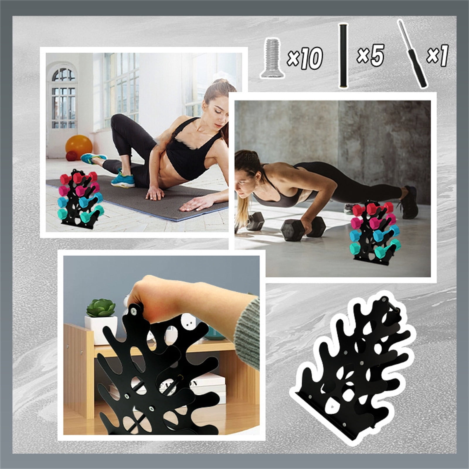 Coral Inspired Dumbbell Rack Stand Desktop Fitness Equipment Organizer Home Gym Storage Holder for Weights Yoga Accessories Decorative Display Shelf Countertop Organizer