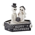 thumbnail image 2 of Halloween Decorations - Halloween Skeleton Couple Figurine in Coffin Tabletop Decoration, Spooky Bride and Groom Ornament for Holiday Party, 2 of 7