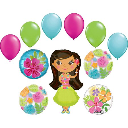 Hawaiian Luau Party Supplies Hula Girl Balloon Bouquet Decoration