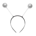 thumbnail image 3 of iiniim Women Alien Cosplay Lapel V Neck Sleeveless A-line Hem Tulle Layers Metallic Dress with Hair Hoop for Role-playing Theme Party Stage Dance Silver M, 3 of 7