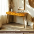thumbnail image 5 of Acacia Lagom 48" Solid Wood Work Desk with Drawers Office Desk for Home Office, Caramel, 5 of 9