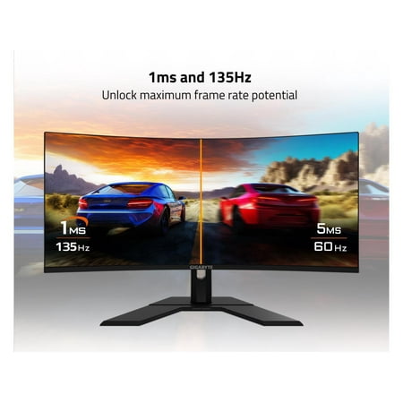 GIGABYTE - GS34WQC 34" LED WQHD FreeSync Premium Curved Gaming Monitor with HDR (HDMI, DisplayPort) - Black