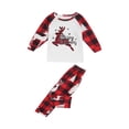 thumbnail image 4 of Christmas Family Matching Pajamas Set Plaid Letters Elk Print O-Neck Long Sleeve Tops+ Pyjama Trousers for Spring Fall, 4 of 10
