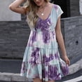 thumbnail image 4 of Vestido ANGGREK Teñido Anudado Elegante Casual Dobladillo Suelto Manga Corta FF1711, 4 of 8