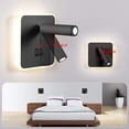 thumbnail image 3 of Lámpara de pared LED moderna de 8 W, lámpara de lectura de pared con interruptor giratorio de 350°, lámpara de pared LED de 3 W para interiores, color negro 3000 K, 3 of 5