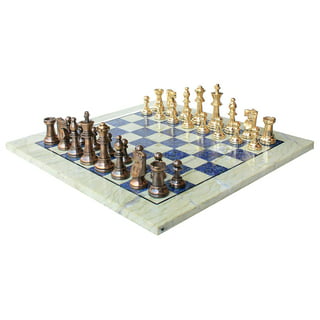 StonKraft Handcarved Chess Board with Wooden Base - Stone Inlaid Work -  Chess Game Board Set