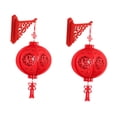 thumbnail image 4 of Tachiuwa 2Pcs Red Chinese Lantern Flocking Cloth Hanging Lantern 3D Puzzle Lantern for Spring Festival Restaurant 26cmx50cm, 4 of 9